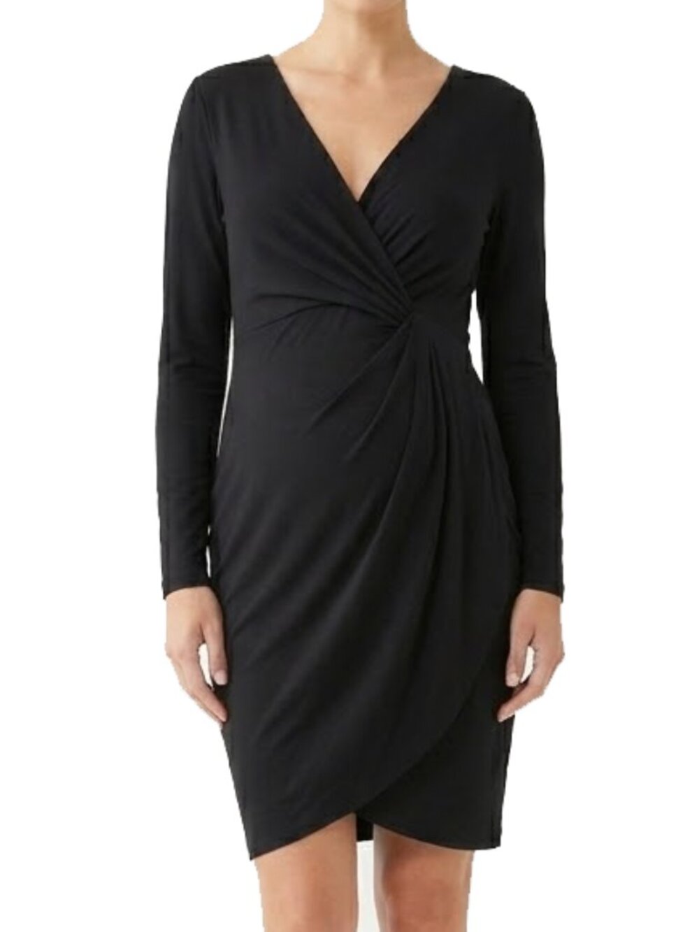 Motherhood Maternity Long Sleeve V-Neck Wrap Black Dress Size Medium